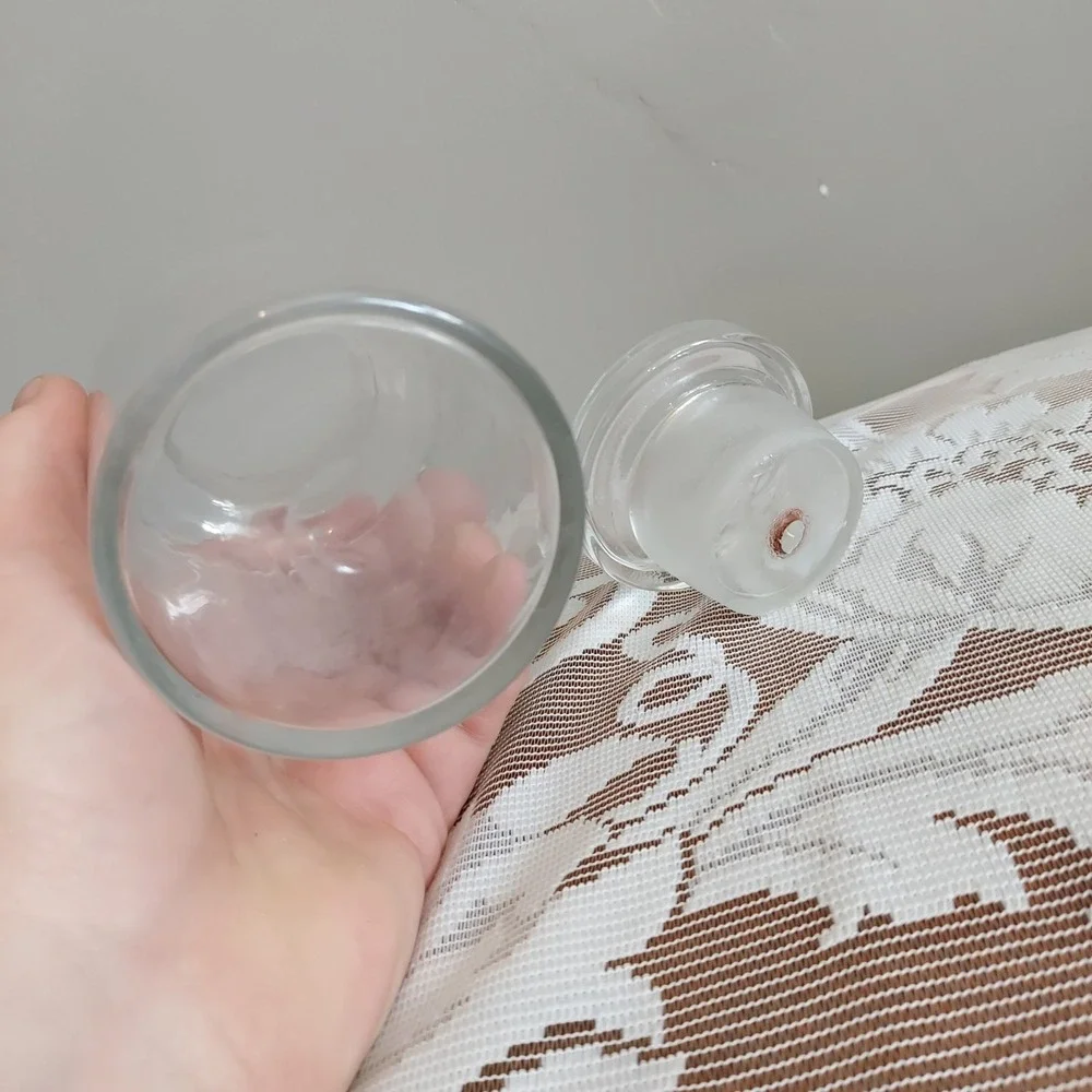 Vintage Clear Glass Apothecary Jar with Ground Glass Stopper 5.5x2.75 Lab Bottle